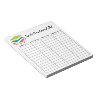 anteckningsblocket "Bokar I har lånat ut" Anteckningsblock