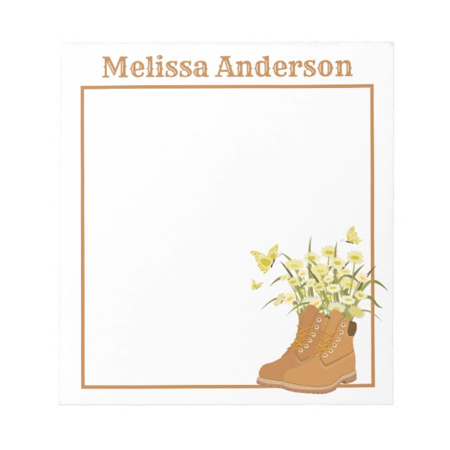 Anteckningsblocket Boot, Flowers & Butterflies Anteckningsblock (Framsida)