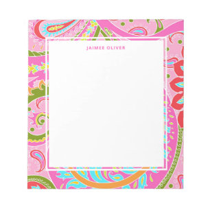 Anteckningsblocket Bright Paisley Rosa Personlig Anteckningsblock