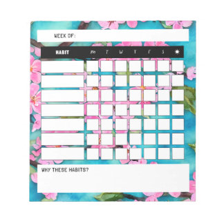Anteckningsblocket Cherry Blommar Weekly Habit Tra Anteckningsblock