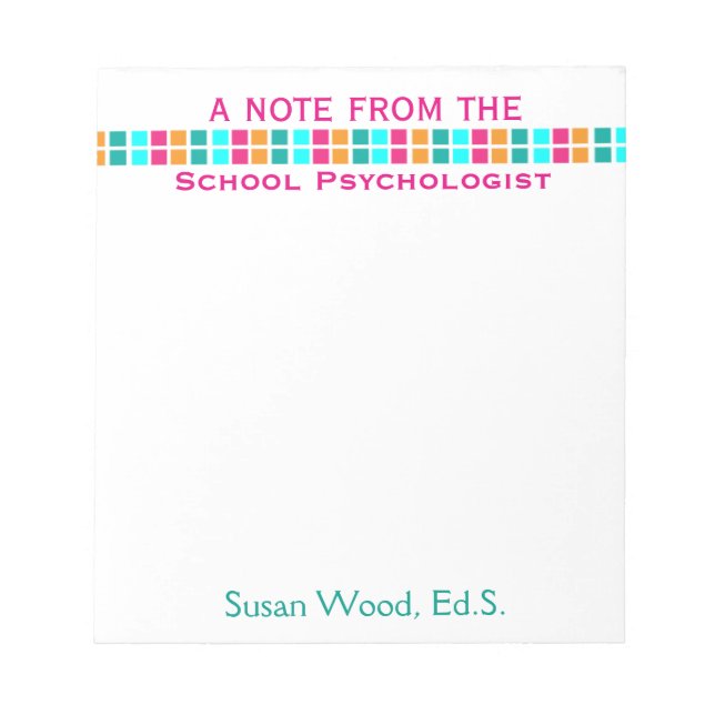 Anteckningsblocket Colorful Mosaic i skolpsykologe Anteckningsblock (Framsida)