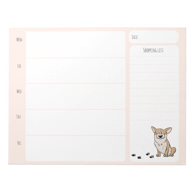 Anteckningsblocket Corgi School Lunch Planner Anteckningsblock (Framsida)