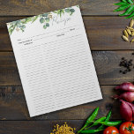 Anteckningsblocket Culinary Recipes Watercolor Löv Anteckningsblock<br><div class="desc">Ett enkelt anteckningsblock med vattenfärgsfärg lämnar för receptorganisation.</div>