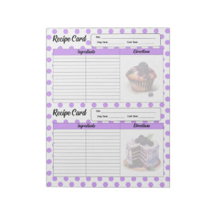 Anteckningsblocket Cute Blueberry Recept Card Anteckningsblock