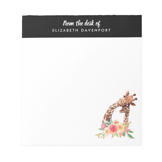 Anteckningsblocket Cute Giraffe Watercolor Mamma & Anteckningsblock (Framsida)