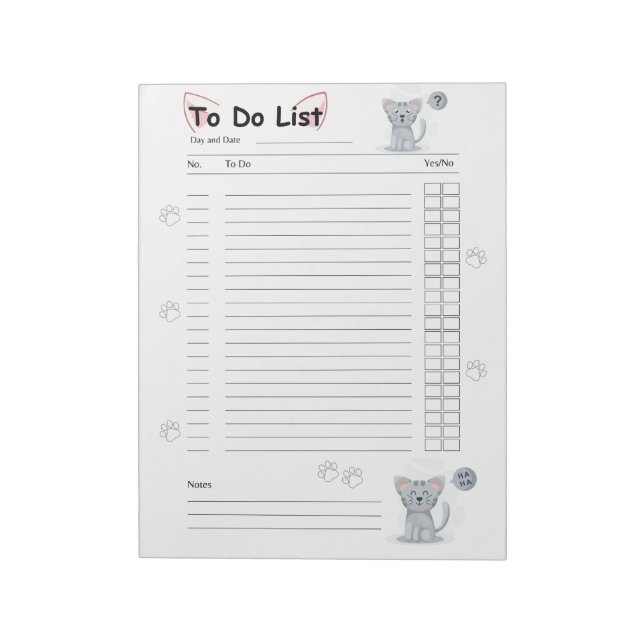 Anteckningsblocket Cute Kattunge to Do List Led Anteckningsblock (Roterad)