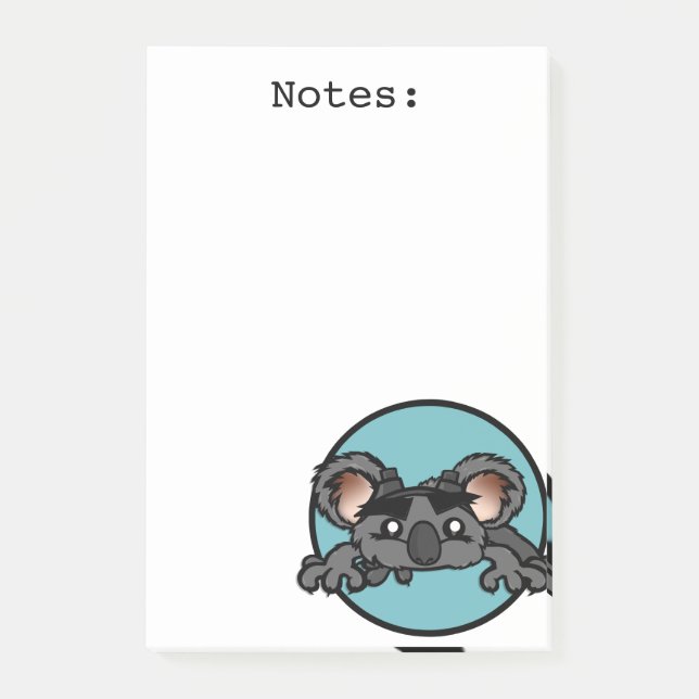 ANTECKNINGSBLOCKET CUTE KOALA BEAR GRAFIK EFTER IT POST-IT BLOCK (Framsida)