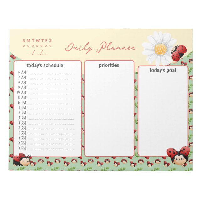 Anteckningsblocket Cute LadyBugs Kids Daily Planne Anteckningsblock (Framsida)