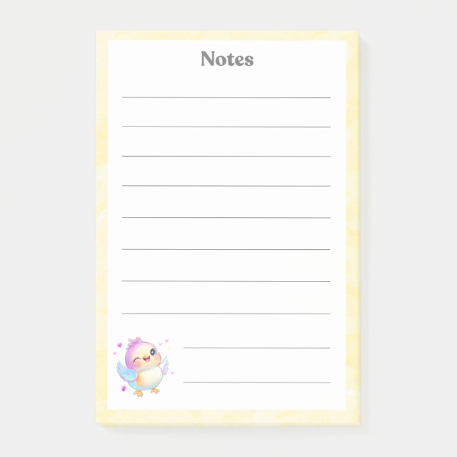 Anteckningsblocket Cute Pastel Baby Bird Post-it Block (Framsida)