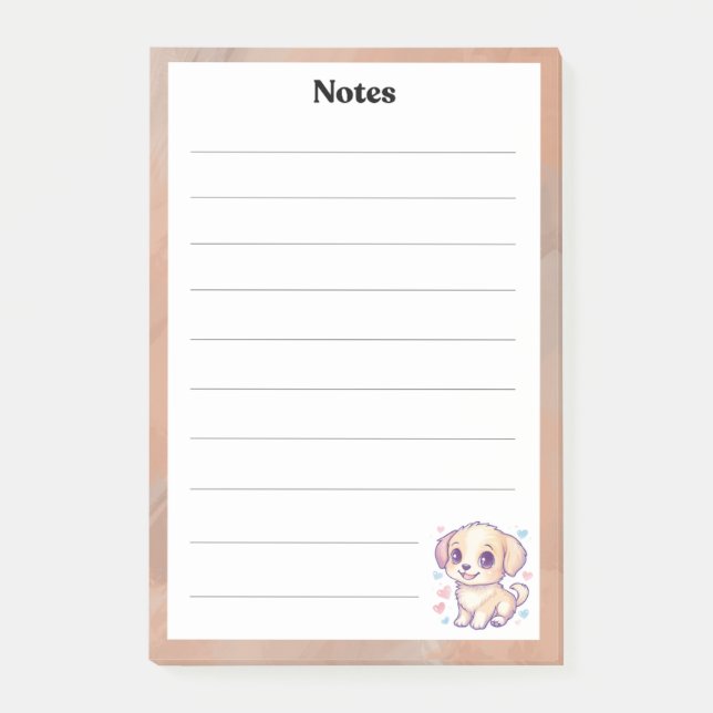 Anteckningsblocket Cute Puppy Lining | Hund-temati Post-it Block (Framsida)