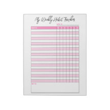 Anteckningsblocket Cute Rosa Weekly Habit Tracker 