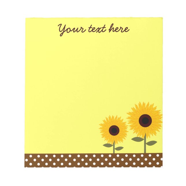 Anteckningsblocket Cute Sunblommor Gult och Brown  Anteckningsblock (Framsida)