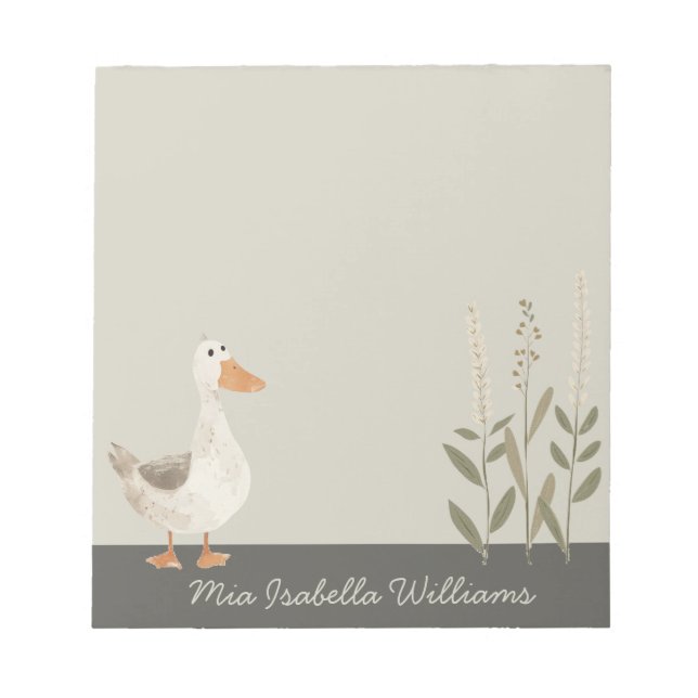 Anteckningsblocket Cute Watercolor Goose, Anpassad Anteckningsblock (Framsida)