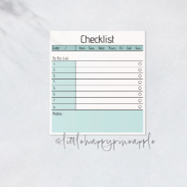 Anteckningsblocket Daglig checklista Anteckningsblock