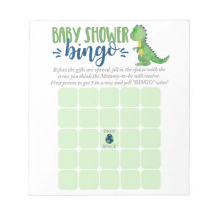 Anteckningsblocket Dinosaur Baby Shower Bingo Card Anteckningsblock