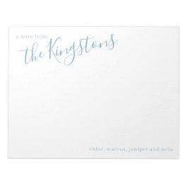 Anteckningsblocket Dusty Blue Family Namn-skript Anteckningsblock