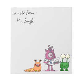 Anteckningsblocket Editable Male Teacher's Monster Anteckningsblock