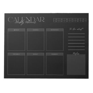 Anteckningsblocket elegant Black Weekly Planner Anteckningsblock