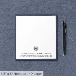 Anteckningsblocket elegant Blue Silver Initial Log Anteckningsblock