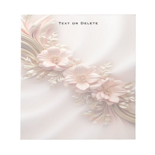 Anteckningsblocket elegant Orange Peach Blommigt Anteckningsblock (Framsida)