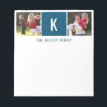 Anteckningsblocket Family Two Photo Personlig Blue Anteckningsblock<br><div class="desc">Lägg till dina favoritfoton,  inledande och text med hjälp av mallformuläret. Välj "anpassa ytterligare" om du vill flytta bilderna efter behov eller ändra teckensnittet.</div>