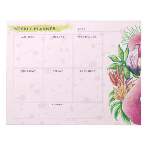 Anteckningsblocket Flamingo Cute Blommigt Rosa Wee Anteckningsblock
