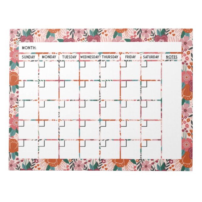 Anteckningsblocket Fold Tropical Flower Calendar Anteckningsblock (Framsida)