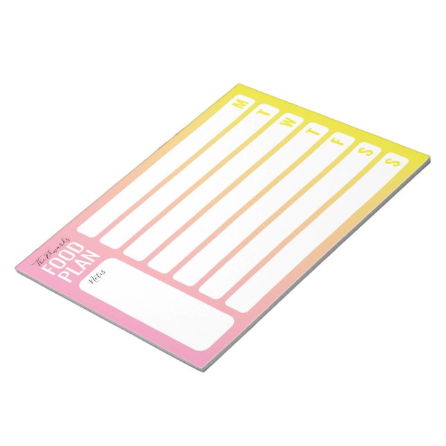 Anteckningsblocket för livsmedelsplan varje vecka  anteckningsblock (Vinklad)