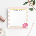 Anteckningsblocket för Personlig av  Rand och Rosa Anteckningsblock<br><div class="desc">anteckningsblocket för personlig i chic har trendigets  rosa och vit bakgrund i rand,  faux guld foil gräns och en pulserande rosa vattenfärgsblomma. Anpassa med ett valfritt monogram,  namn eller text.</div>