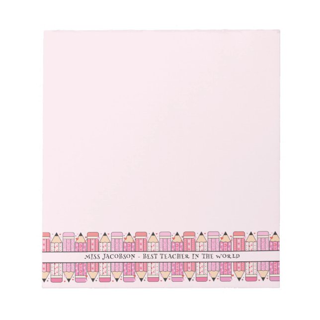 Anteckningsblocket för Rosa av rosa Pencil Anpassn Anteckningsblock (Framsida)