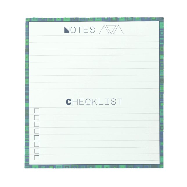 Anteckningsblocket Geometric Notes och Checklist T Anteckningsblock (Framsida)