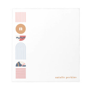 Anteckningsblocket Geometric Rainbow Monogram - rö Anteckningsblock