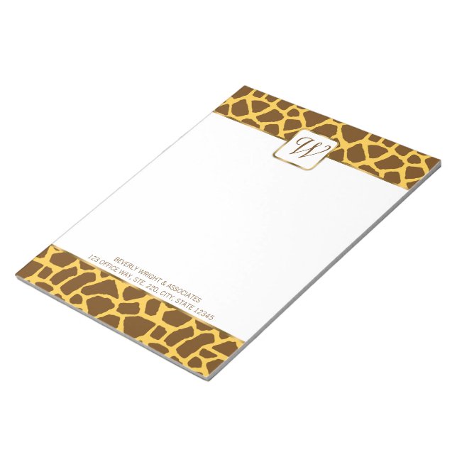 Anteckningsblocket Giraffe Monogram Personlig Anteckningsblock (Vinklad)
