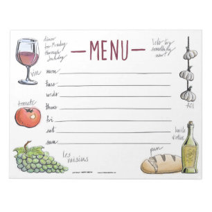 Anteckningsblocket Gourmet Weekly Middag Menu Stic Anteckningsblock