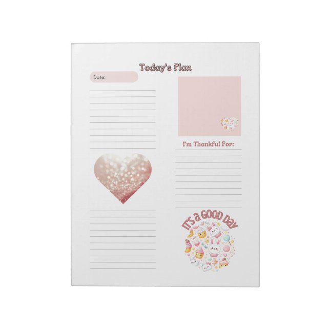 Anteckningsblocket Gratitude Kids Cute Rosa Daily  Anteckningsblock (Roterad)