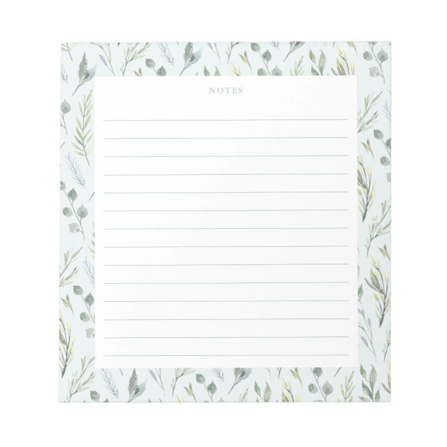 Anteckningsblocket grönt Blue Botanical Watercolor Anteckningsblock (Framsida)