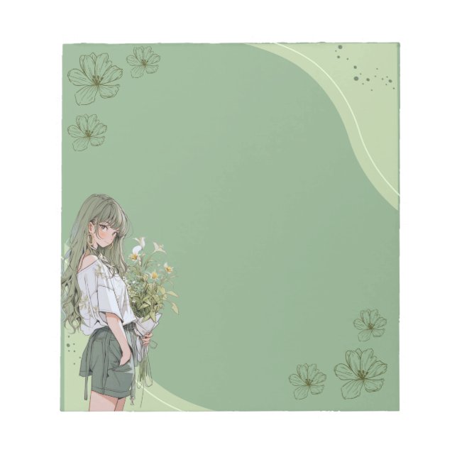 Anteckningsblocket grönt Simple Cute Anime Boho Anteckningsblock (Framsida)