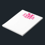 Anteckningsblocket Grunge Chic Personlig Monogram Anteckningsblock<br><div class="desc">Monogramdesign för Personlig av Chic i Rosa och vitt</div>