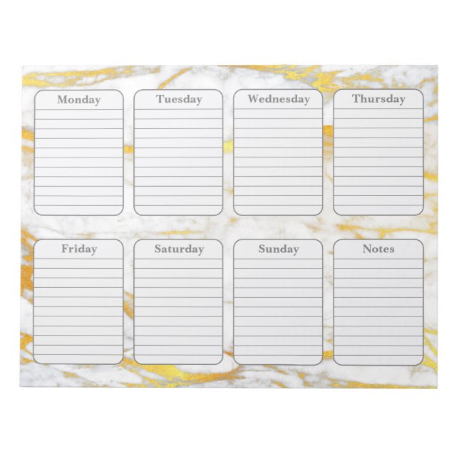 Anteckningsblocket Guld Marble Weekly Planner 40 s Anteckningsblock (Framsida)