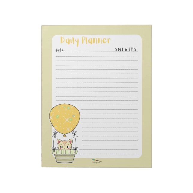 Anteckningsblocket gult Kattunge Daily Planner Anteckningsblock (Roterad)