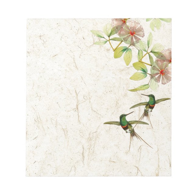 Anteckningsblocket Hummingbird Flowers Animals Anteckningsblock (Framsida)