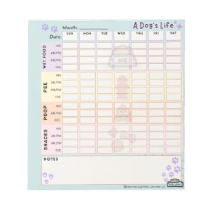 Anteckningsblocket hund Daily Tracker 40 sidor Sön Anteckningsblock