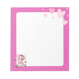 Anteckningsblocket Kawaii Baby Cow & Hearts Anteckningsblock