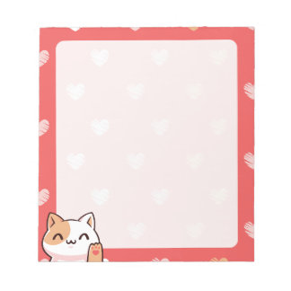 Anteckningsblocket Kawaii Cat och Hearts Anteckningsblock