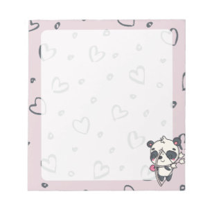 Anteckningsblocket Kawaii Cupid Panda & Hearts Anteckningsblock
