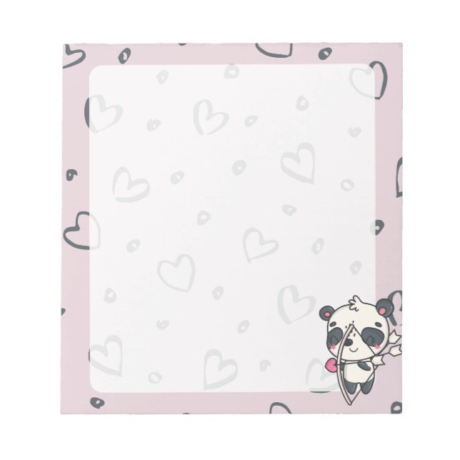 Anteckningsblocket Kawaii Cupid Panda & Hearts Anteckningsblock (Framsida)