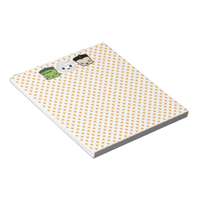 Anteckningsblocket Kawaii Frankenstein Mummy Dracu Anteckningsblock (Vinklad)