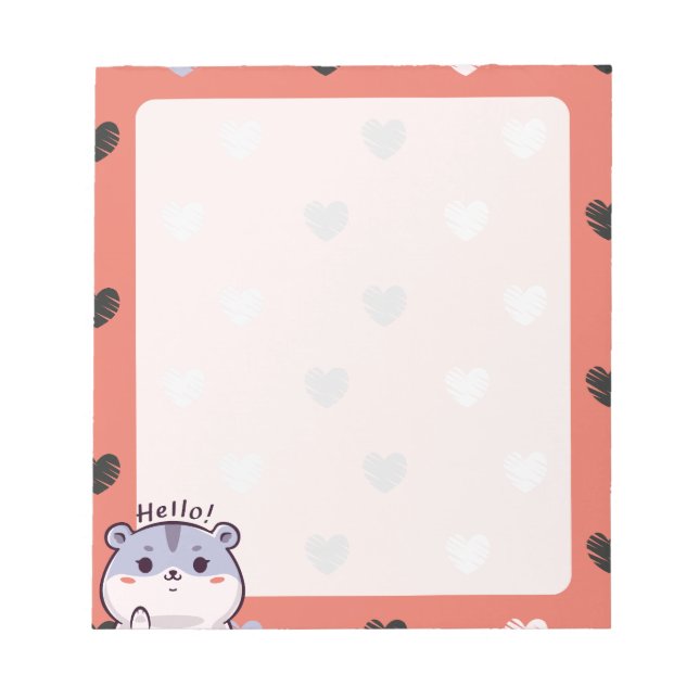 Anteckningsblocket Kawaii Hamster & Hearts Anteckningsblock (Framsida)