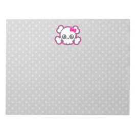 Anteckningsblocket Kawaii Rosa Ribbon Skull Anteckningsblock