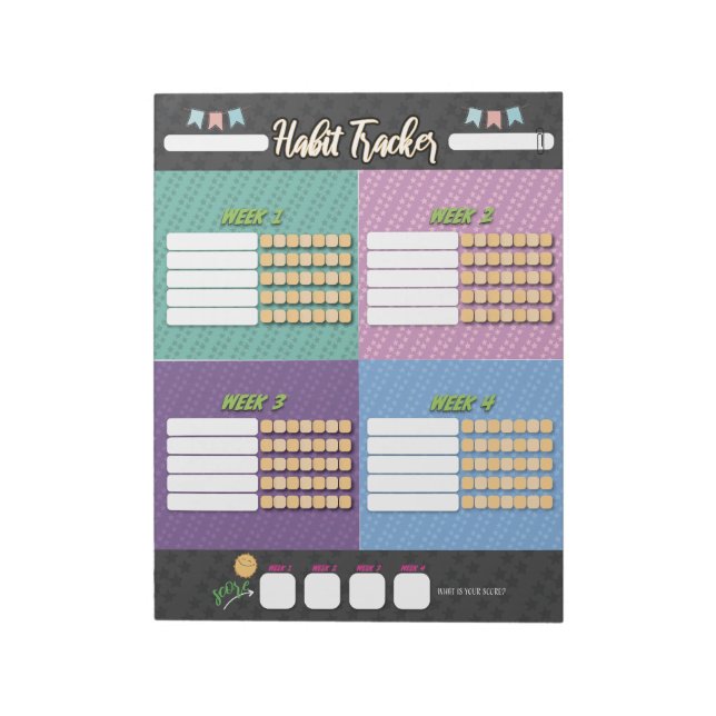 Anteckningsblocket KIDS HABIT TRACKER Anteckningsblock (Roterad)